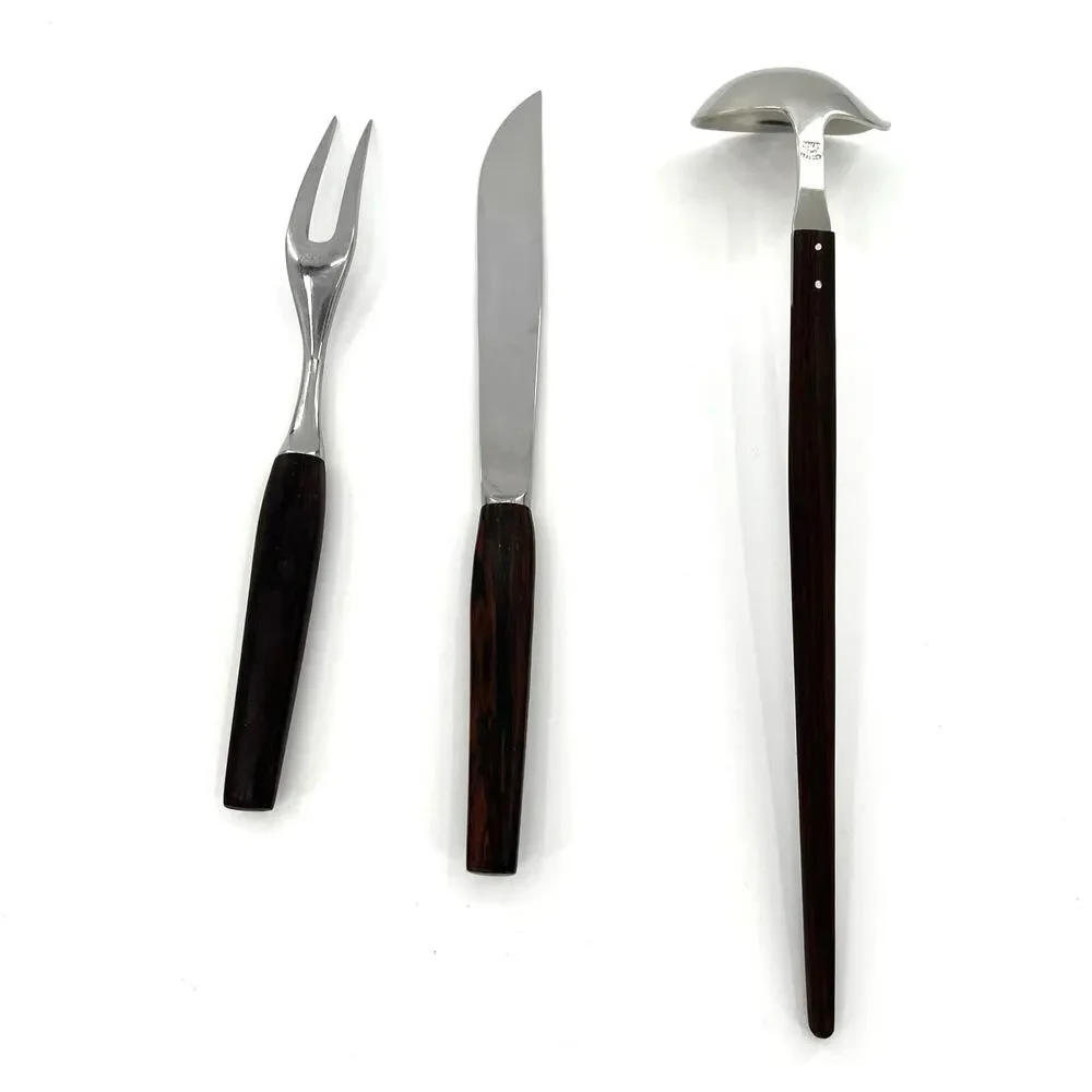 MCM Rostfri SMS Stainless Steel Swedish Nordic carving set with wood handle.